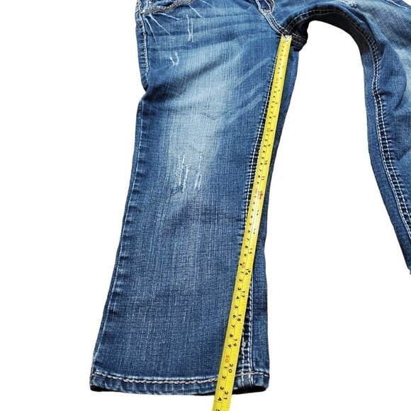 Grace In LA Womens Bootcut Jeans Blue Denim Embellished Pockets Size 11/29 - Picture 7 of 13